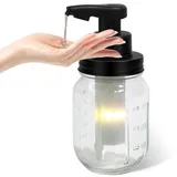 Phneems Seifenspender Automatisch Elektrischer Seifenspender Glas Automatic Soap Dispenser Mit Sensor No Touch Einmachglas Automatischer Seifenspender FüR Bad,KüChe,BüRo USB Durchsichtig