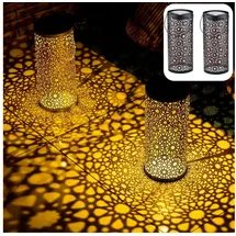 Marrakesch Orient & Mediterran Interior 2er Set Orientalische Solarlaterne Solar Laterne Windlich Noum Schwarz
