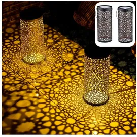 Marrakesch Orient & Mediterran Interior 2er Set Orientalische Solarlaterne Solar Laterne Windlich Noum Schwarz