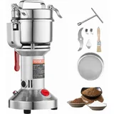 VEVOR elektrische Getreidemühle Hochgeschwindigkeits-Gewürzmühlen 1500 W 300 g, Pulverisiermaschine aus Edelstahl, für trockene Körner Gewürze Müsli Kaffee Mais Pfeffer Silber 180 x 160 x 355 mm