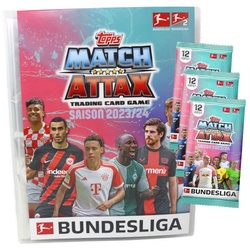 Topps Sammelkarte Topps Match Attax Bundesliga Karten Saison 2023 / 2024 - 1 Mappe + 3, Bundesliga Karten 2024 - 1 Mappe + 3 Booster