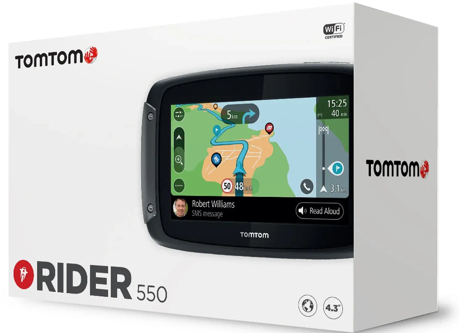 TomTom Rider 550 World Routegeleidingssysteem, zwart, Eén maat Voorman