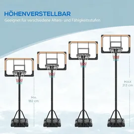 sportnow Basketballkorb Schwarz 182 -213 cm