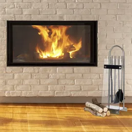 Relaxdays Kaminbesteck Edelstahl 5-teilig 0,75 m Silber