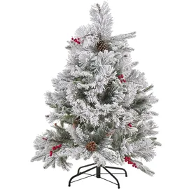 Beliani Künstlicher Weihnachtsbaum mit Schnee Masala Weiß 120 cm