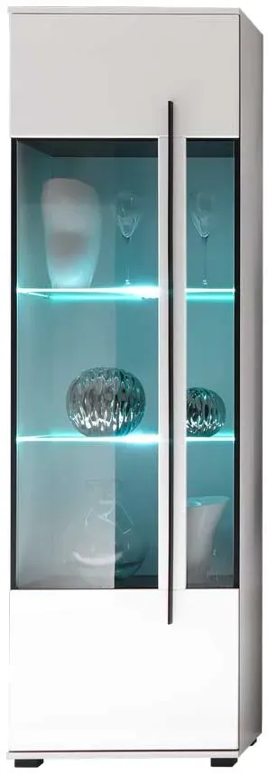 Wohnzimmervitrine in Weiß Hochglanz 200 cm hoch