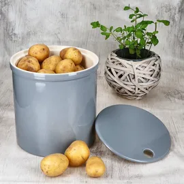 Mambocat Oskar Vorratsdose L in Grau Kartoffeltopf mit Deckel Aufbewahrungsbox Ton