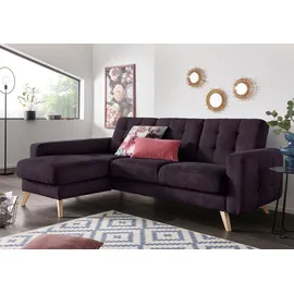 exxpo - sofa fashion Ecksofa EXXPO - SOFA FASHION "Nappa, kompakt und komfortabel, bequem, zeitloses Design, L-Form", lila (purole), B:222cm H:87cm T:156cm, Samtvelours (100% Polyester);Webvelours (100% Polyester), Sofas, Ecksofa, tolle Detailverarbeitung, inkl.