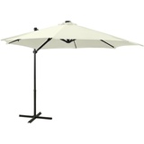 vidaXL Ampelschirm mit Mast und LED-Leuchten Sandfarben 300 cm
