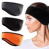 Sport Stirnband Ohrenwärmer für Damen und Herren,Ohrenwärmer Stirnbänder,Ohrenwärmer Kopfband,Ohrenschützer Warm Headband,Fleece Ohrenschützer Stirnbänder (Schwarz + Orange + Dunkelgrau)