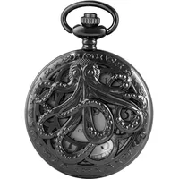 Tiong Vintage Octopus Hohle Quarz Taschenuhr mit Halskette Kette Einzigartiger Anhänger für Weihnachten Geburtstagsgeschenke