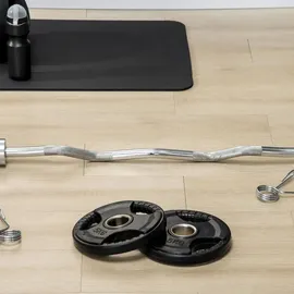 sportnow Hantelscheiben 2 x 5 KG gummierte Olympiascheiben für Krafttraining schwarz