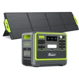 FOSSiBOT F2400 Solar Generator mit 200W Solarpanel, 2048Wh LiFePO4 Batterie 230V 2400W 3AC Ausgängen (4800W Peak), 1, 5 Stunden Schnellspülung, Powerstation und Wohnmobile, F2400-EU, Green+ Panel