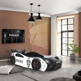 Aileenstore Kinderbett Police 90 x 200 cm Holz schwarz