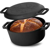 Big-pan Ø24cm Brotbacken Gusseisen Topf 6L Gusseisentopf mit Deckel-Bratpfanne