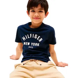 Tommy Hilfiger Kids Tommy Hilfiger T-Shirt CURVED HILFIGER GRAPHIC TEE SS für Kinder bis 16 Jahre, großer Logo-Print blau 176 (16J)