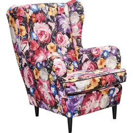 ed exciting design Ohrensessel Laurel Polyester 78 x 102 x 98 cm Mehrfarbig mit Massivholzfüßen