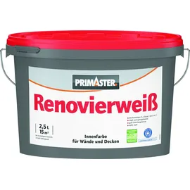 Primaster Wandfarbe Renovierweiß weiß matt 2,5 l