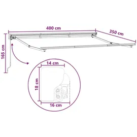 vidaXL Manuell einziehbare Markise 4 x 3,5 m weiß