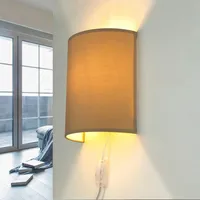 Licht-Erlebnisse Wandlampe mit Kabel Schalter Kaffeebraun Stoff alice