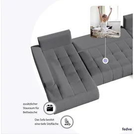 FEDVE Ecksofa Big Sofa Eckcouch mit Schlaffunktion DHAKA U Form Couch Sofagarnitur - Grau