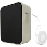 AURIVION Beschriftungsgerät Bluetooth Etikettendrucker tragbar für Büro & Zuhause, Beschriftungsgerät mit 1 Rolle Thermopapier & Thermodruck weiß