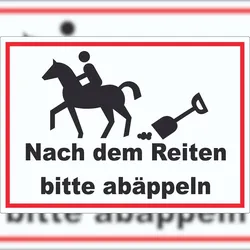 Bitte abäppeln Aufkleber Pferde, Reitplatz A1 (594x841mm)