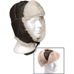 Mil-Tec US B3 Leather, bonnet de fourrure - Marron - XXL