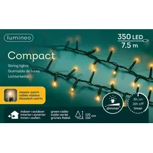Lumineo Lichterkette Compact 350 LED klassisch warm 7,5 m grün - Grün