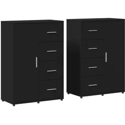 vidaXL Sideboards 2 Stk. Schwarz 60x31x84 cm Holzwerkstoff