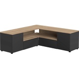 Temahome TV-Eckschrank, Schwarz und Eiche, 130x130x45cm