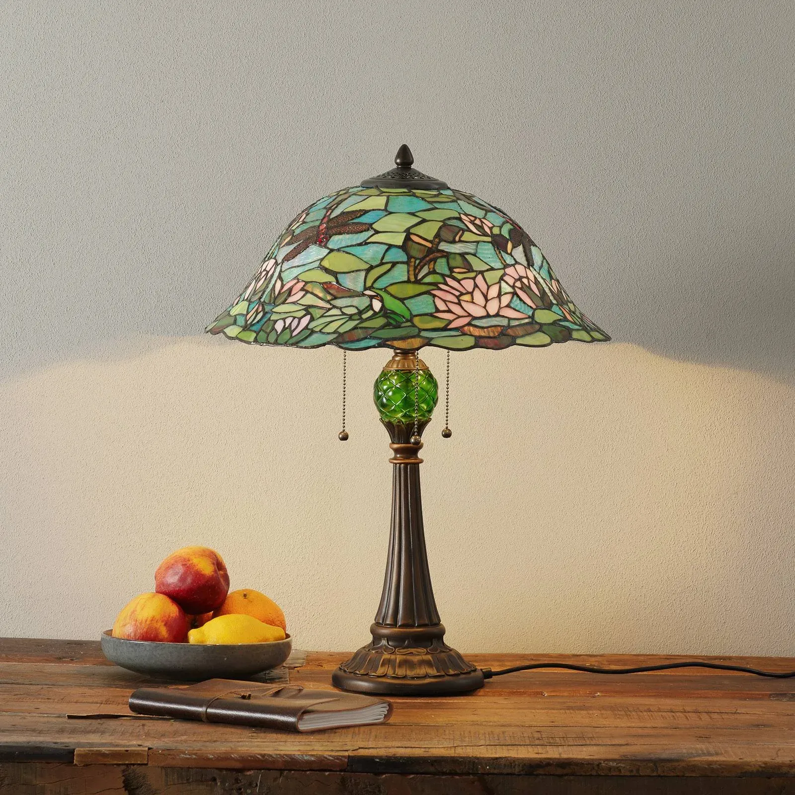 Clayre&Eef Tiffany Tischlampe Waterlily, Multicolour, für Wohn- / Esszimmer, Glas, Tiffany, Tischlampe - 47 cm - 47 cm - 60 cm
