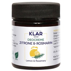 Klar Seife Deo-Creme Zitrone & Rosmarin, 1-tlg., Deocreme 30 ml