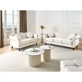 Beliani Sofa Set 5-sitzer Skien Samtstoff Hellbeige