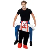 Smiffys Böser Clown Huckepack Kostüm, Blau, Einteiliger Anzug mit vorgetäuschten Beinen