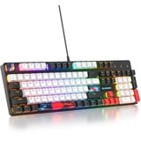 SOLIDEE mechanische Gaming-Tastatur in voller Größe,Schwarz-weiße Tastatur,QWERTY 104 Tasten kabelgebundene Tastatur,RGB Hintergrundbeleuchtung&Nummernblock,mechanische Tastatur von NKRO(104 White)