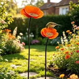 Gartenstecker 2 Stück Gartenstecker Vogeltränke Winterfest Insektentränke Vogeltränke Blume,Outdoor-Dekoration für Frühling und Sommer, langlebiges,Garten Deko Draußen