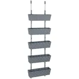Wenko Türregal Adria 5 Etagen - Einhängeregal, 5 Etagen, pulverbeschichtetes Metall, 42 x 141 x 16 cm, Grau