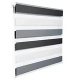 Woltu Doppelrollo Klemmfix ohne Bohren, Duo Rollo Zebrarollo Fensterrollo Klemmrollo Seitenzugrollo Easyfix lichtdurchlässig - verdunkelnd Rollos für