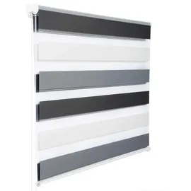 Woltu Doppelrollo Klemmfix ohne Bohren, Duo Rollo Zebrarollo Fensterrollo Klemmrollo Seitenzugrollo Easyfix lichtdurchlässig - verdunkelnd Rollos für