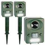 ExBuster Ultraschall-Solar-USB-Tierschreck, Blitzlicht, PIR-Sensor,IP44