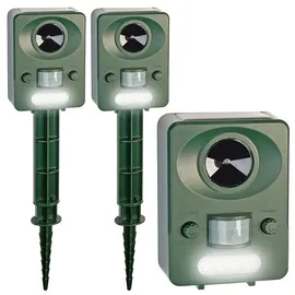 ExBuster Ultraschall-Solar-USB-Tierschreck, Blitzlicht, PIR-Sensor,IP44