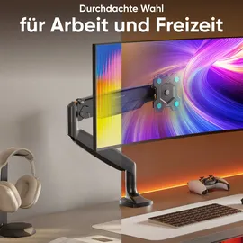 ONKRON Monitorhalterung G100-B für 13-32 max 9 kg, Gasdruckfeder, VESA TFT, Tisch-Befestigung, schwarz