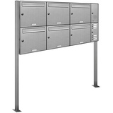 AL Briefkastensysteme Briefkasten Premium Edelstahl Stand Anlage mit Klingeln, Post A4 modern, robust, wetterfest, Artikelnummer: 331T6S3KSR