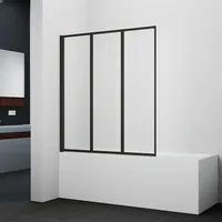 Marwell Badewannenfaltwand Black Light - 3-flg, 143x125cm - Duschabtrennung aus Klarglas - Duschabtrennung