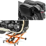 Set: Motorrad Hebebühne Midlift XL bis 500kg orange ConStands mit Chopper Seitenkoffer (Paar) Nevada je 20 Liter sw