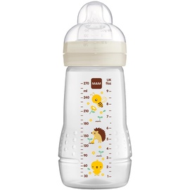 MAM Easy Active Trinkflasche (270 ml), Baby Trinkflasche inklusive MAM Sauger Größe 1 aus SkinSoft Silikon, Milchflasche mit ergonomischer Form, 0+ Monate, Biene/Igel