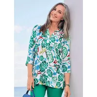 GOLDNER Halbarm Tunika mit Allover-Print in weiß / grün / gemustert | Gr.: 38