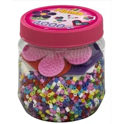 Hama - Dose mit 4000 Bügelperlen und drei Stiftplatten