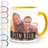 SpecialMe® personalisierte Fototasse mit eigenem Foto persönliches Geschenk Kaffeetasse mit Bild selbst gestalten inner-gelb Keramik-Tasse